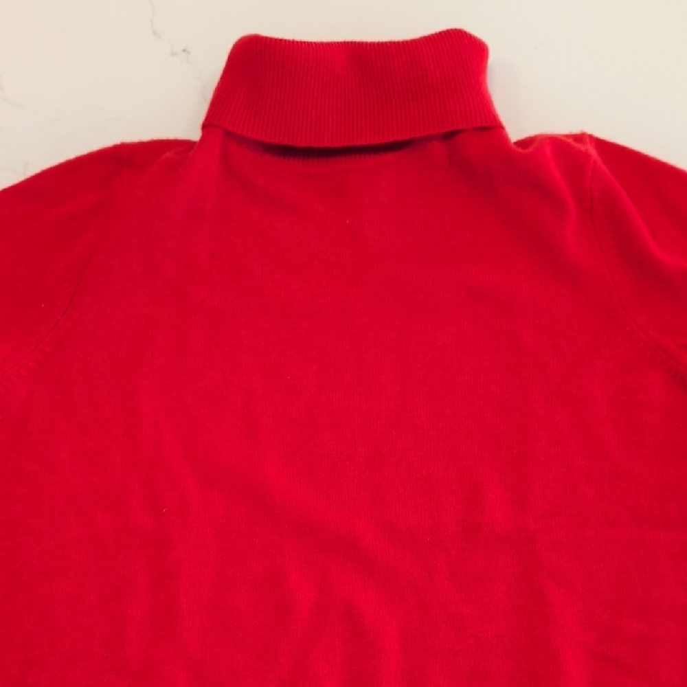 Neiman Marcus 100% Cashmere Sz M Vibrant Red Cowl Turtle Neck Sweater Women's - Picture 5 of 10